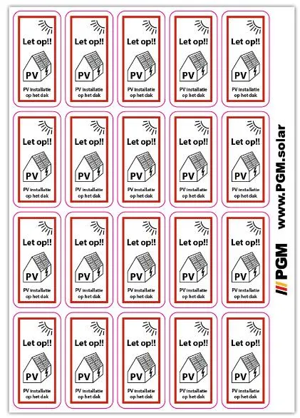 PGM Stickervel 'Let op PV installatie op het dak' 20 stuks per vel